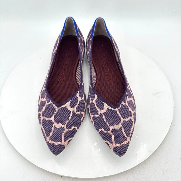 Rothy’s Shoes - Rothys The Point Women Size 9.5 Purple Giraffe Safari Animal Print Flat Shoes